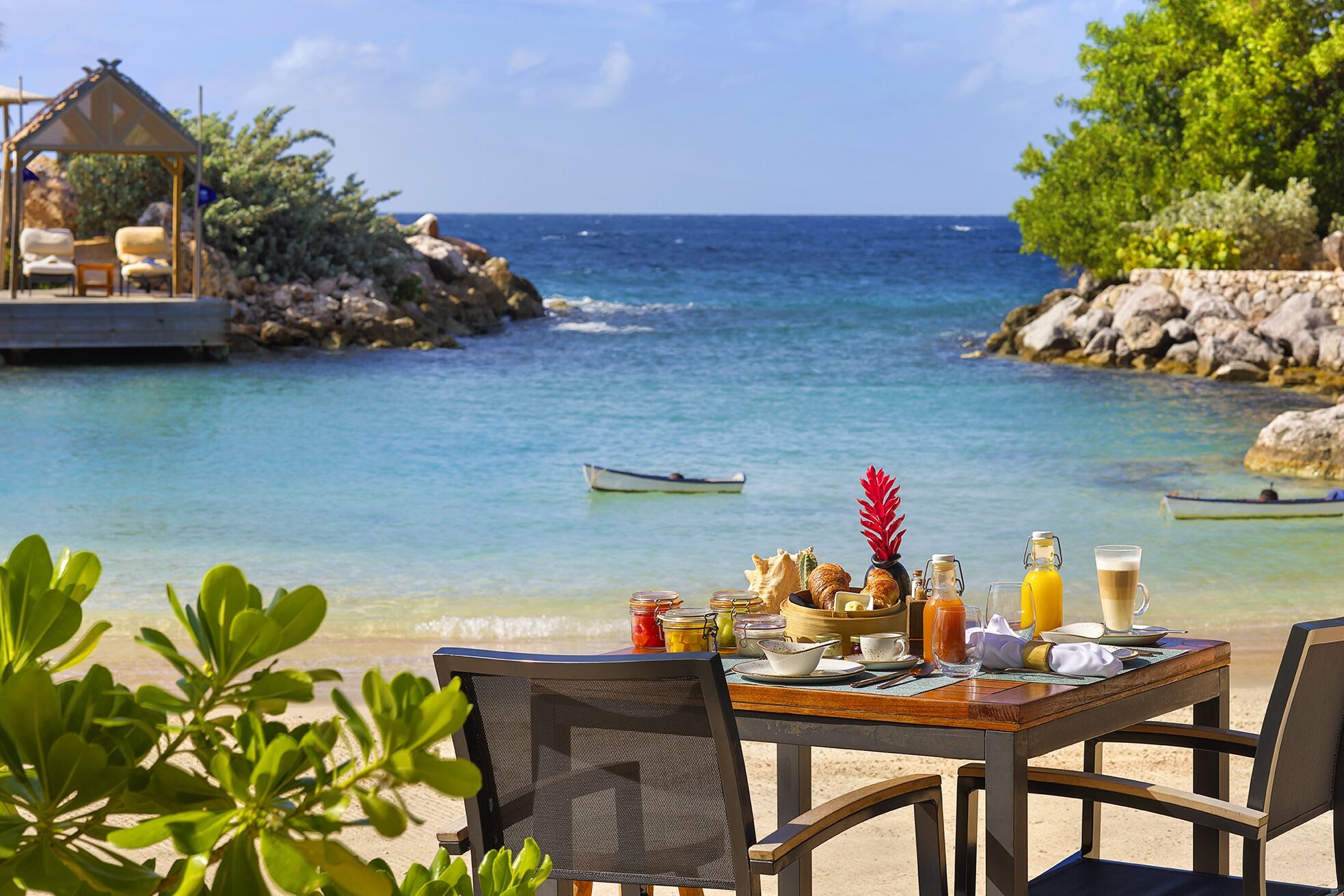 Café da manhã à beira da praia no Baoase Luxury Resort, em Curaçao